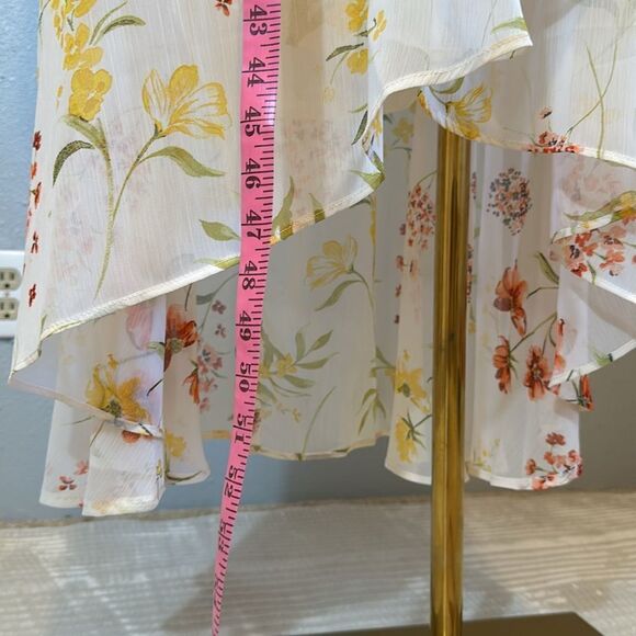 NEW Calvin Klein women’s puff sleeve v-neck floral ruffle overlap dress size 2 - Picture 5 of 14